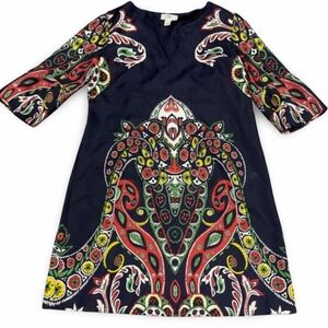 Ann Taylor Navy Multicolor Paisley Mini Dress